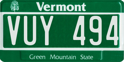 VT license plate VUY494