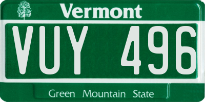 VT license plate VUY496