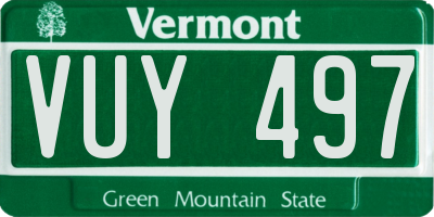 VT license plate VUY497