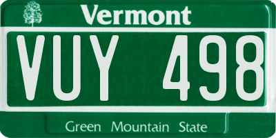 VT license plate VUY498