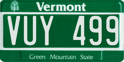 VT license plate VUY499
