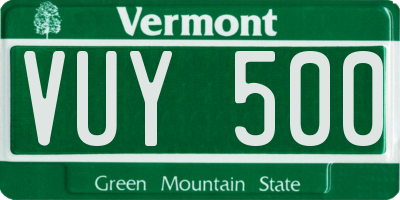 VT license plate VUY500