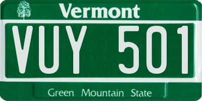 VT license plate VUY501