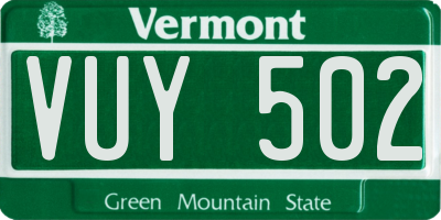 VT license plate VUY502