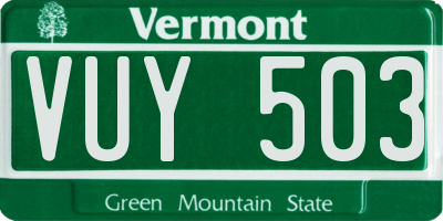 VT license plate VUY503