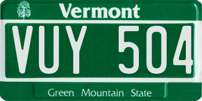 VT license plate VUY504