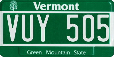 VT license plate VUY505
