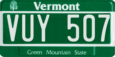 VT license plate VUY507