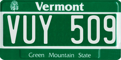 VT license plate VUY509