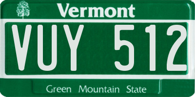 VT license plate VUY512