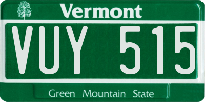 VT license plate VUY515