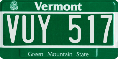 VT license plate VUY517