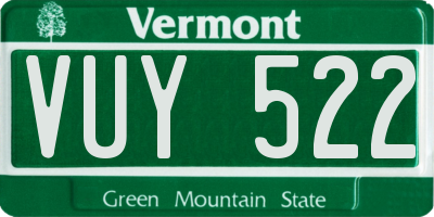 VT license plate VUY522