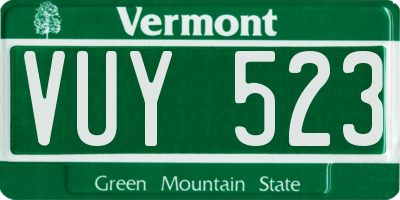 VT license plate VUY523
