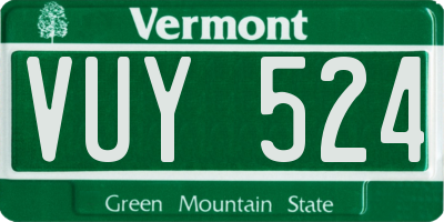 VT license plate VUY524