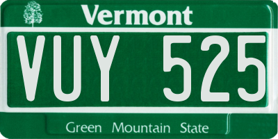 VT license plate VUY525