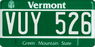 VT license plate VUY526