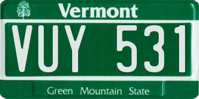 VT license plate VUY531