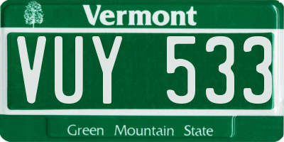 VT license plate VUY533