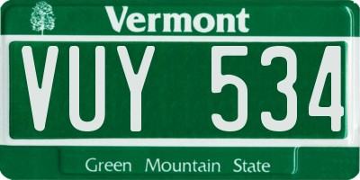 VT license plate VUY534