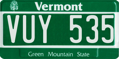 VT license plate VUY535
