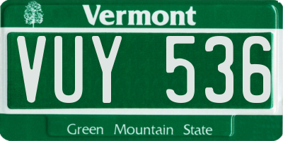 VT license plate VUY536