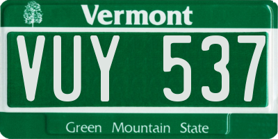 VT license plate VUY537