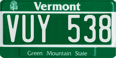 VT license plate VUY538