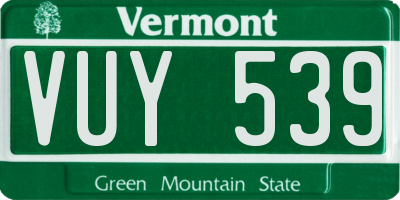 VT license plate VUY539