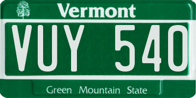 VT license plate VUY540