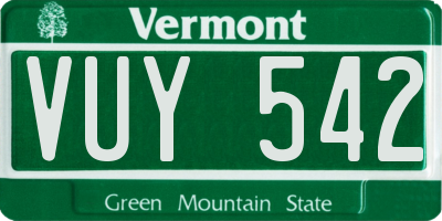 VT license plate VUY542
