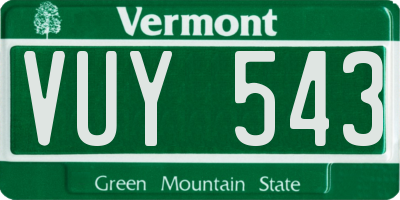 VT license plate VUY543