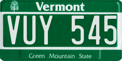 VT license plate VUY545