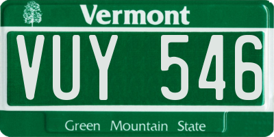 VT license plate VUY546