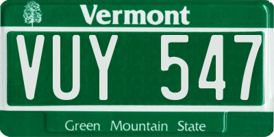 VT license plate VUY547