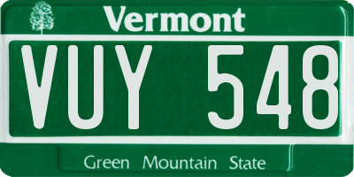VT license plate VUY548