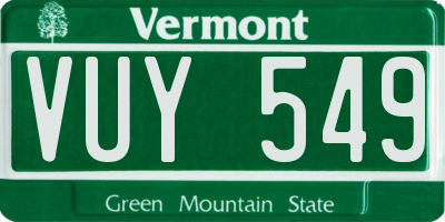 VT license plate VUY549
