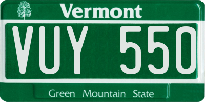 VT license plate VUY550
