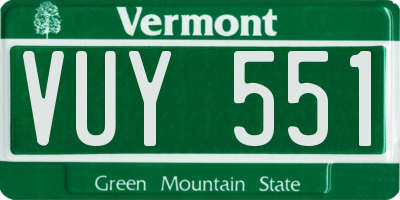 VT license plate VUY551