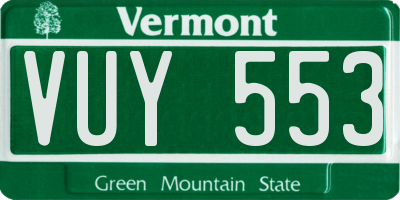 VT license plate VUY553