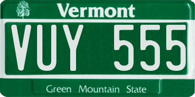 VT license plate VUY555