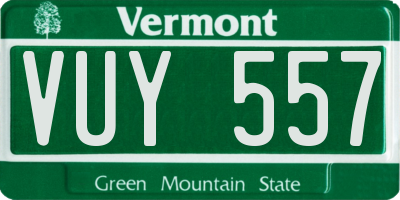 VT license plate VUY557