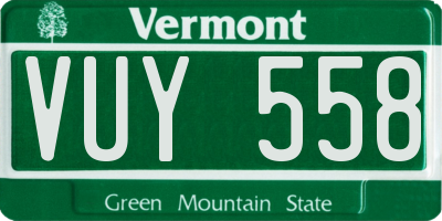 VT license plate VUY558