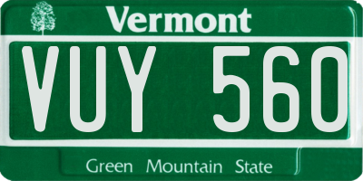 VT license plate VUY560