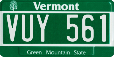 VT license plate VUY561