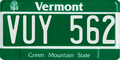 VT license plate VUY562