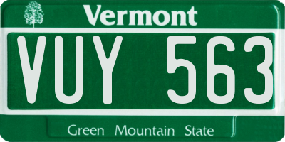 VT license plate VUY563