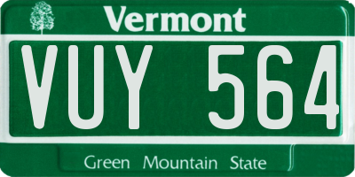 VT license plate VUY564