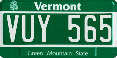 VT license plate VUY565