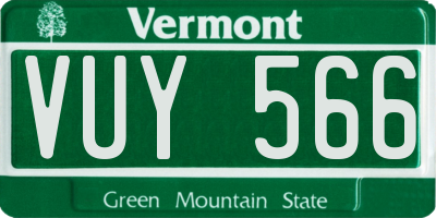 VT license plate VUY566